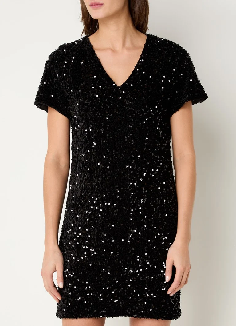 Minivestido de terciopelo con escote en V y lentejuelas de River Woods