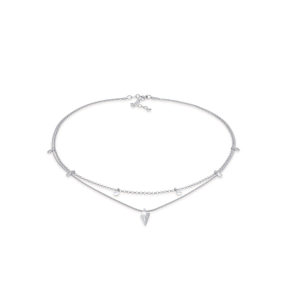 Elli Elli Collier Femme Choker Layer Disc Triangle Geo en argent sterling 925 plaqué o collier