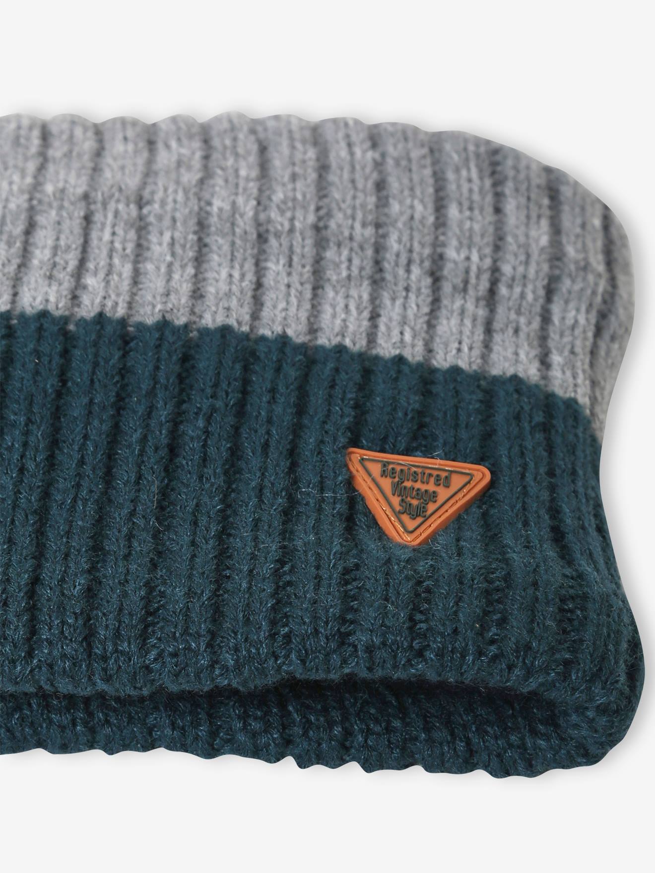Snood bicolore garçon bleu ardoise
