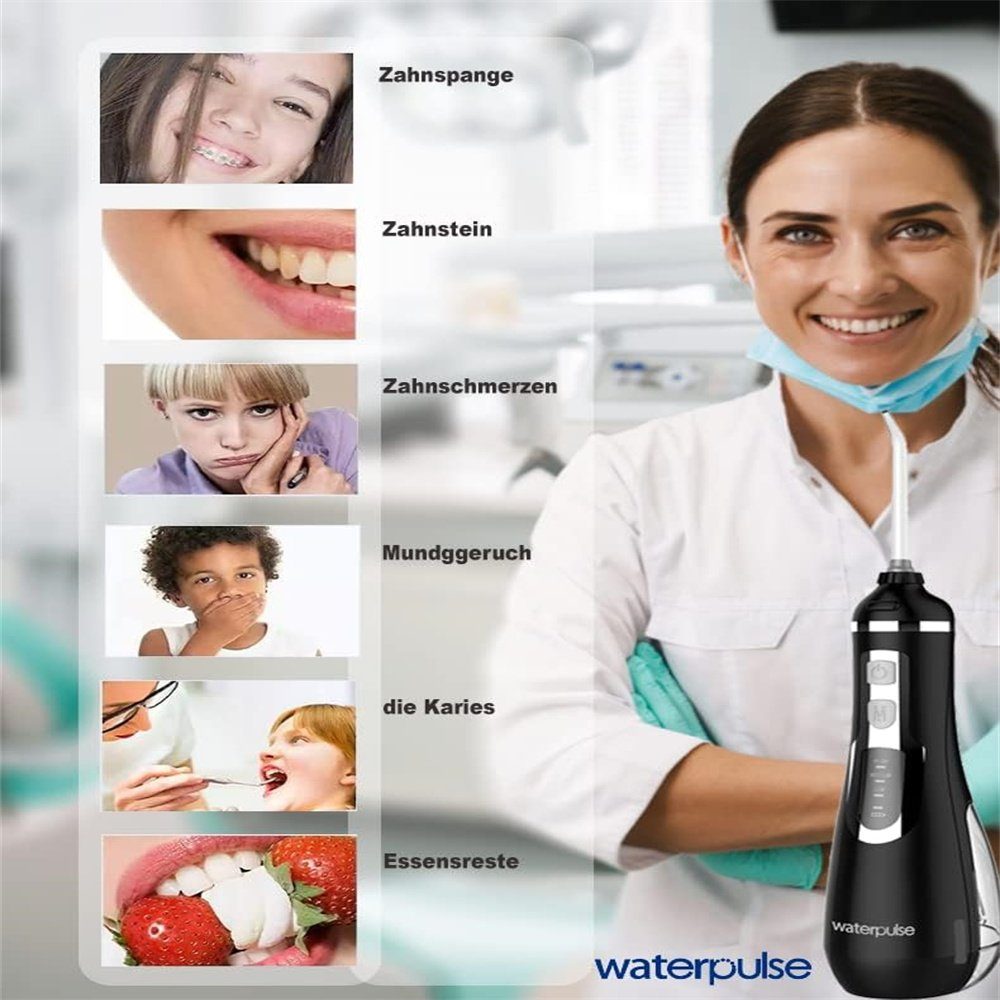 Perfine Munddusche Akku-Wasserflosser : Tragbar & batteriebetrieben für zuhause & Reisen., Mundhygiene, Drei Reinigungsmodi, Speicherfunktion