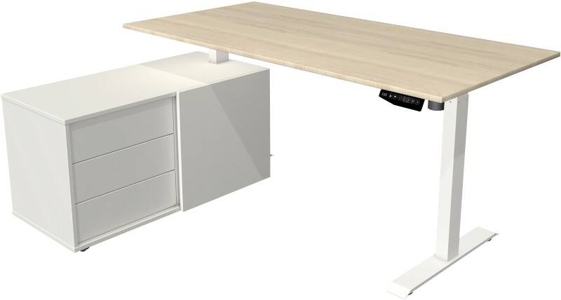 Kerkmann Move 1 L-Förmig Elektronisch Höhenverstellbarer Sitz-Stehschreibtisch Melamin, Stahl Ahorn, Weiß 1650 x 1350 x 1230 mm