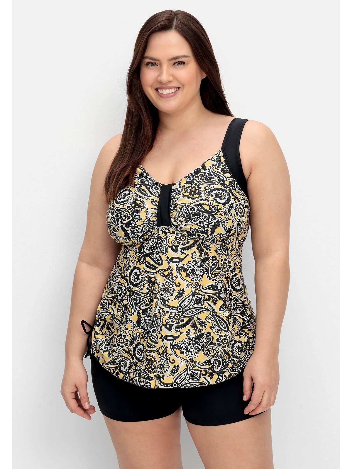 Sheego Tankini-Top Große Größen, im Paisleymuster, mit seitlicher Raffung