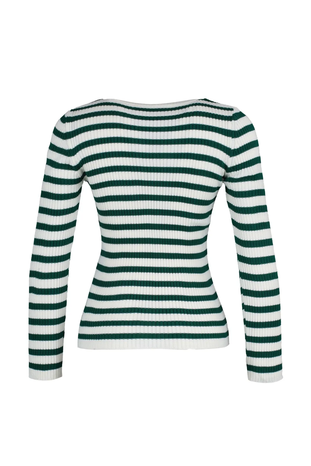 Trendyol Collection  Hellgrüner Basic-Strickpullover mit Streifen TWOAW21KZ0942