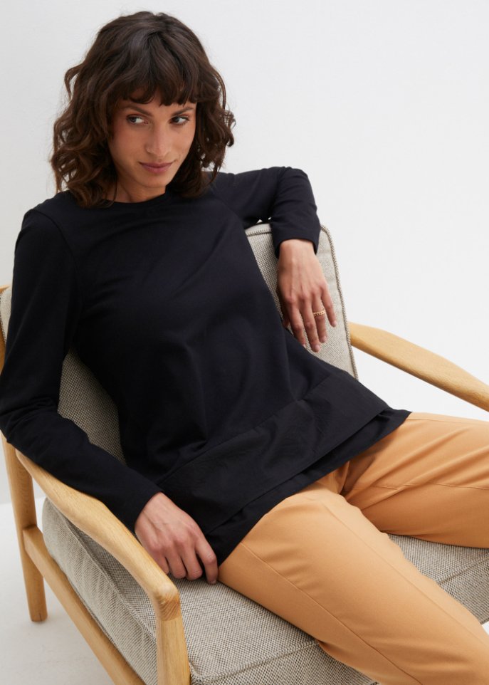 Longshirt mit Bluseneinsatz