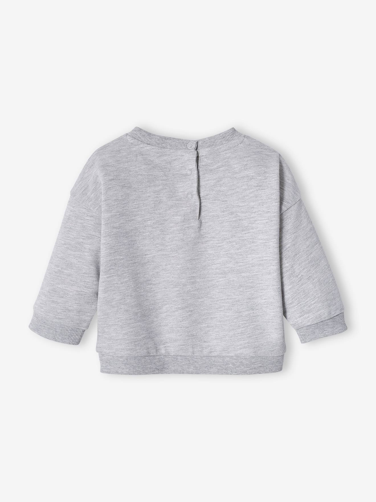 Sweat basics en molleton bébé gris chiné