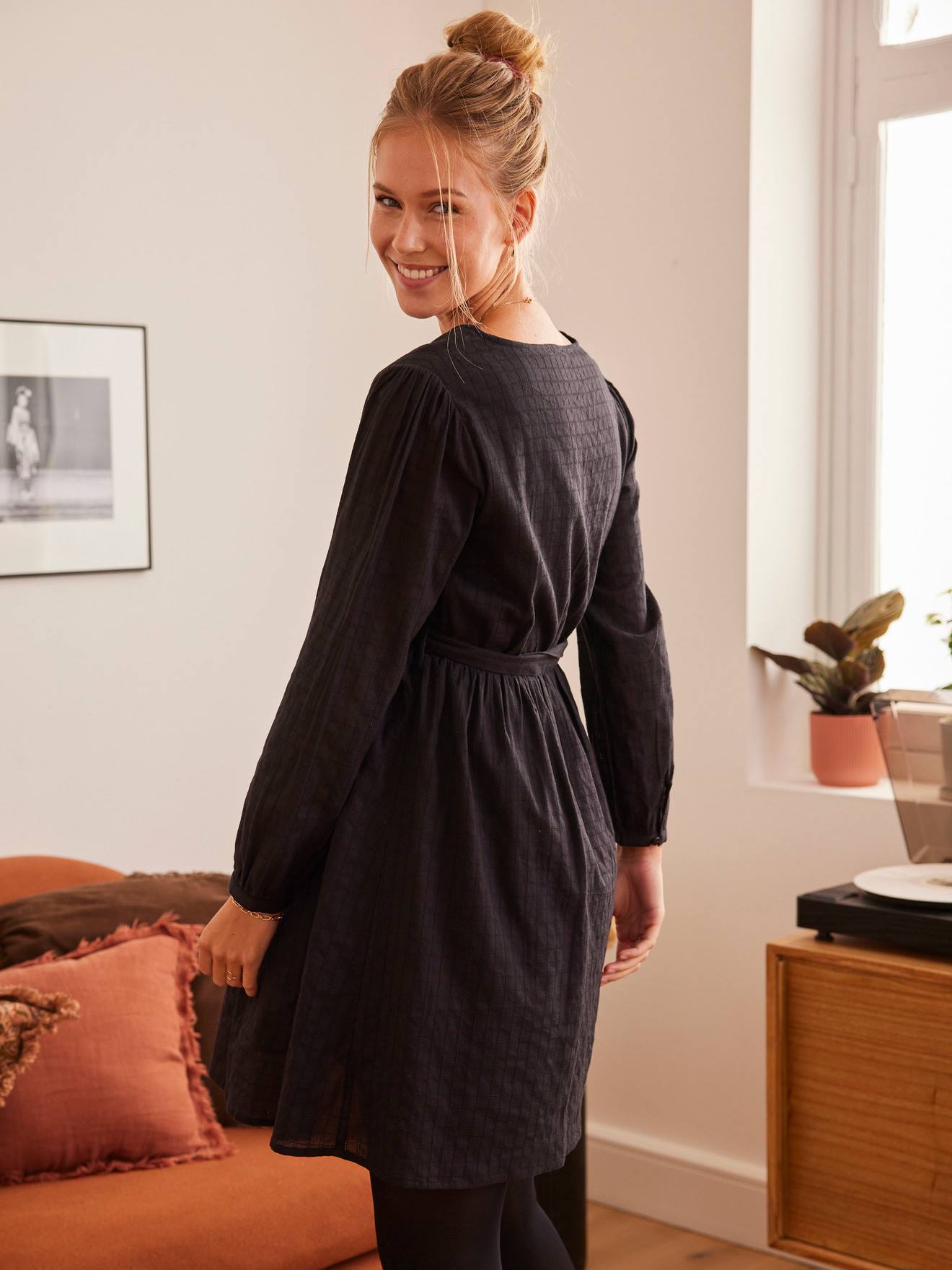Vertbaudet Wickelkleid für Schwangerschaft & Stillzeit Oeko-Tex - schwarz
