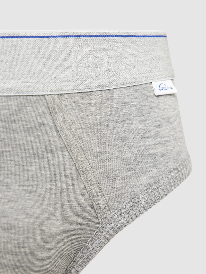 Slip mit elastischem Logo-Bund Modell 'REVIVAL' in mittelgrau meliert