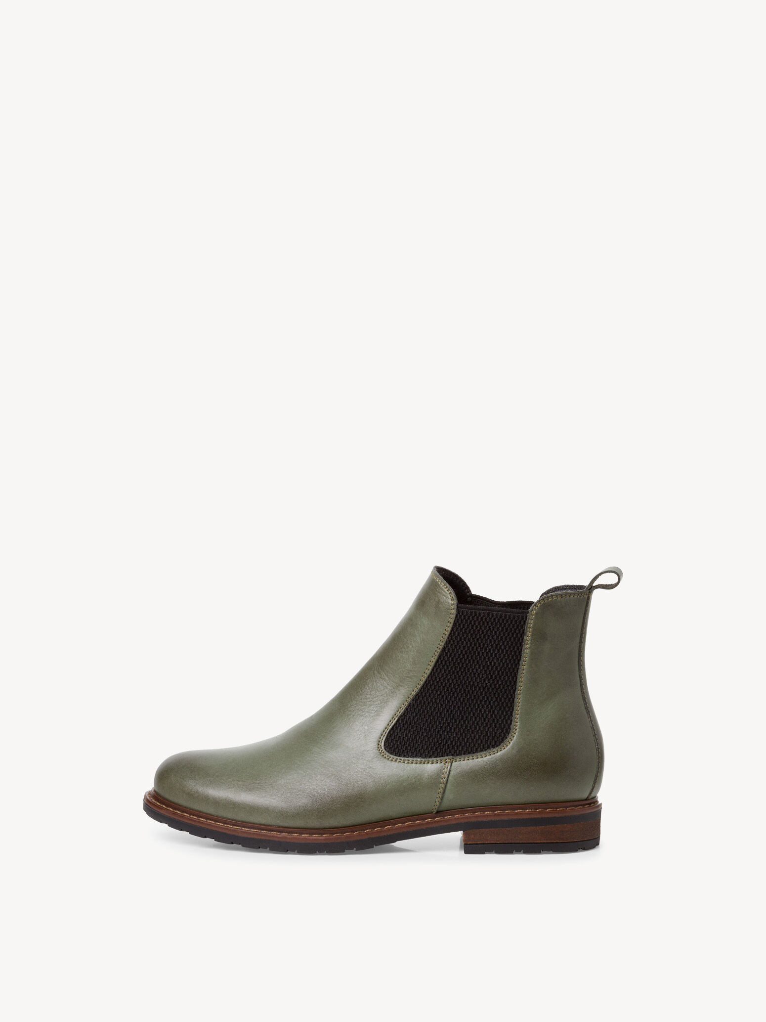 Bottine Chelsea en cuir - kaki
