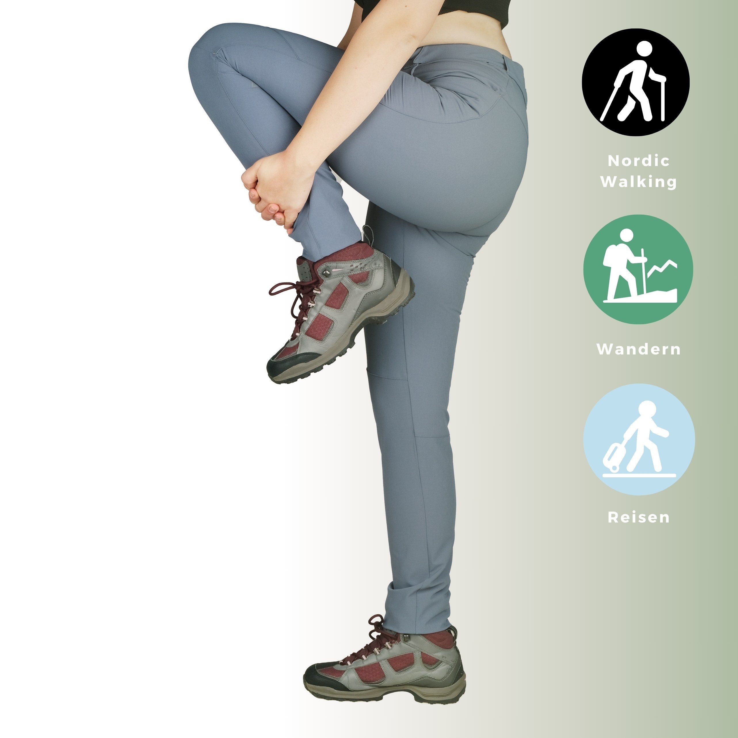 Kaymountain Trekkinghose Damen Wander Outdoor Hose Arosa Hybrid four Season Sky Blue 48