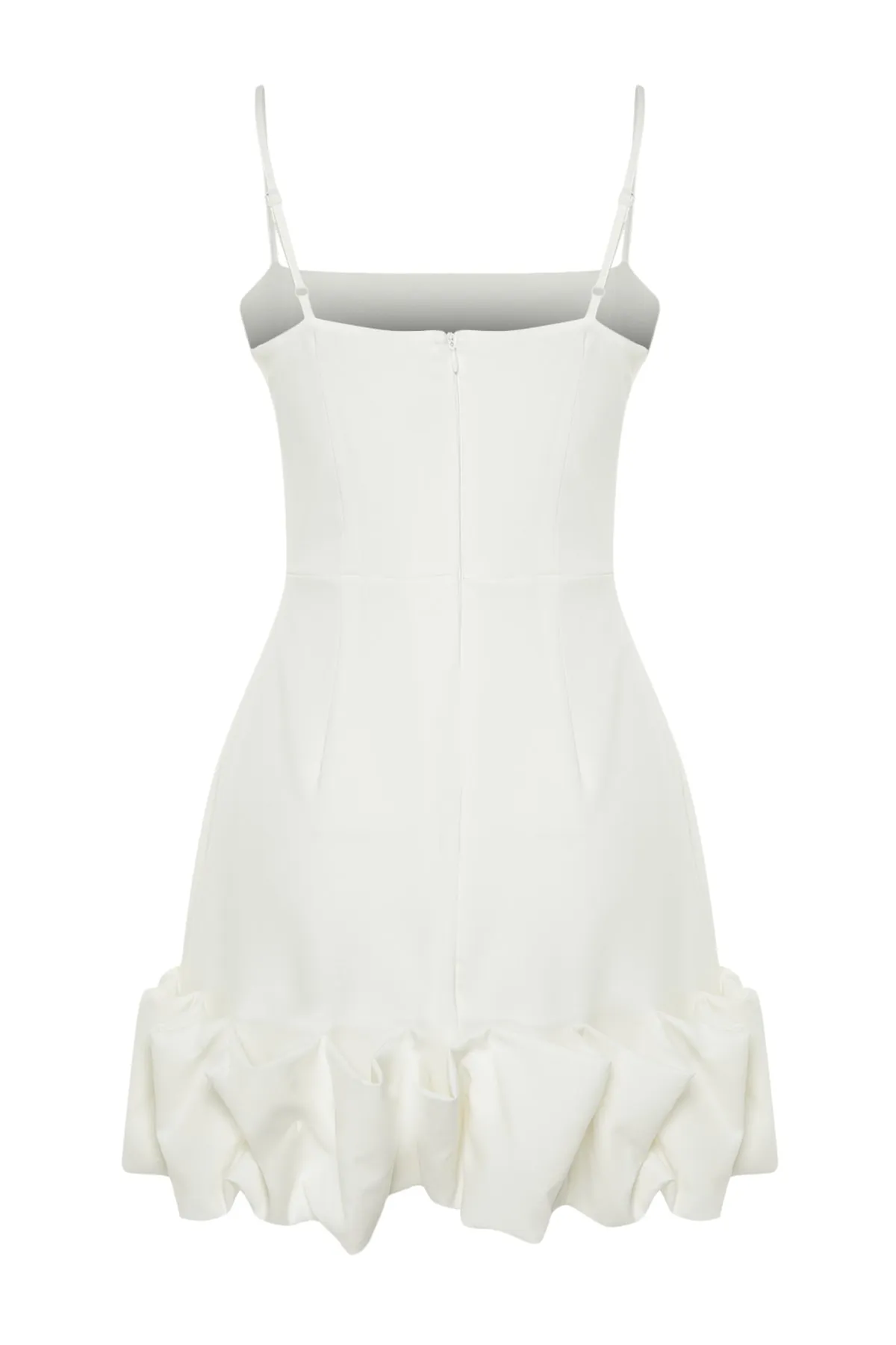 Trendyol Collection  Ecru gewebtes, gefüttertes Volant-Brautabendkleid TPRSS23EL00508