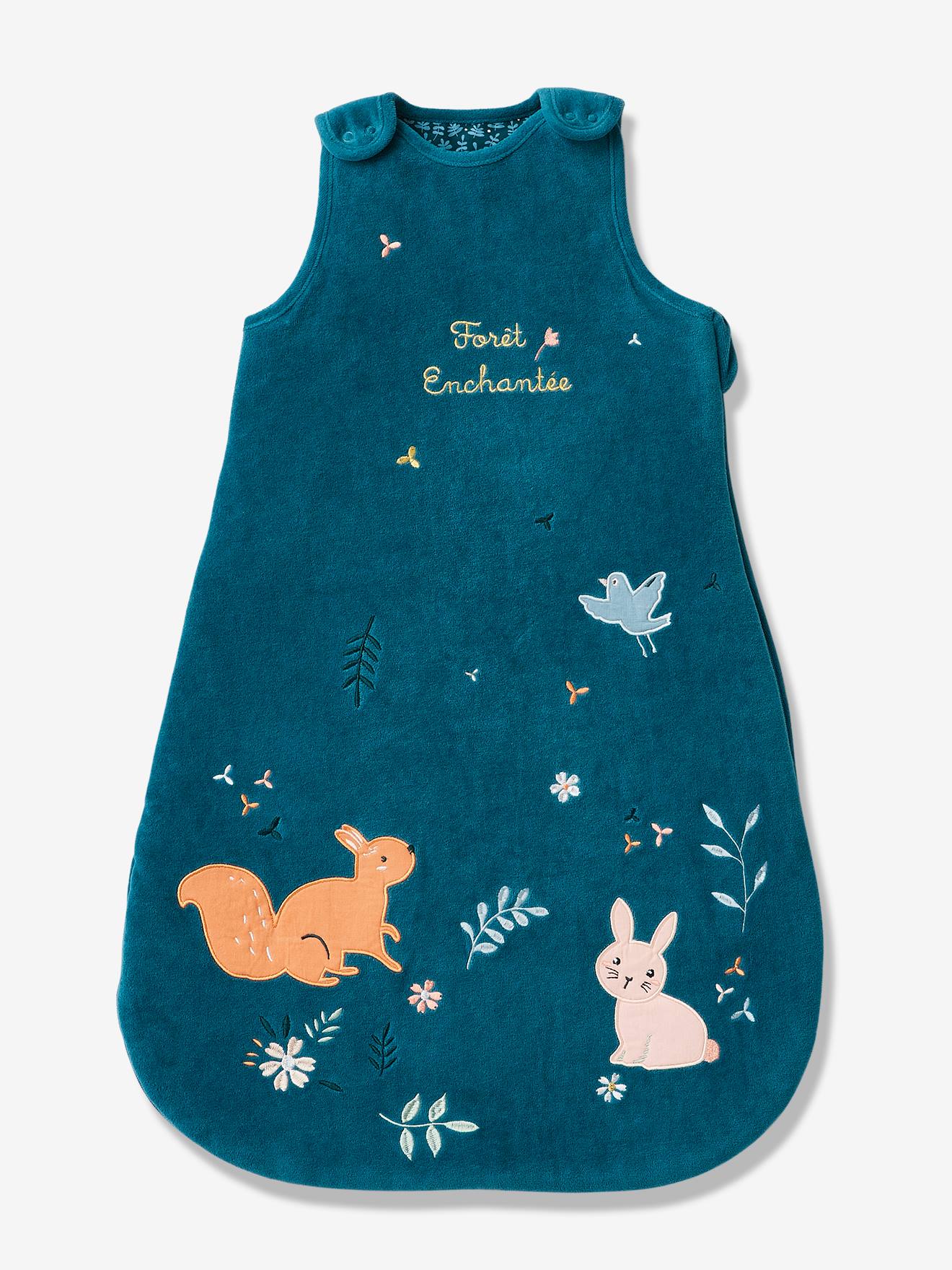 Vertbaudet Baby Winterschlafsack MÄRCHENWALD, Ärmel abnehmbar Oeko-Tex - blau