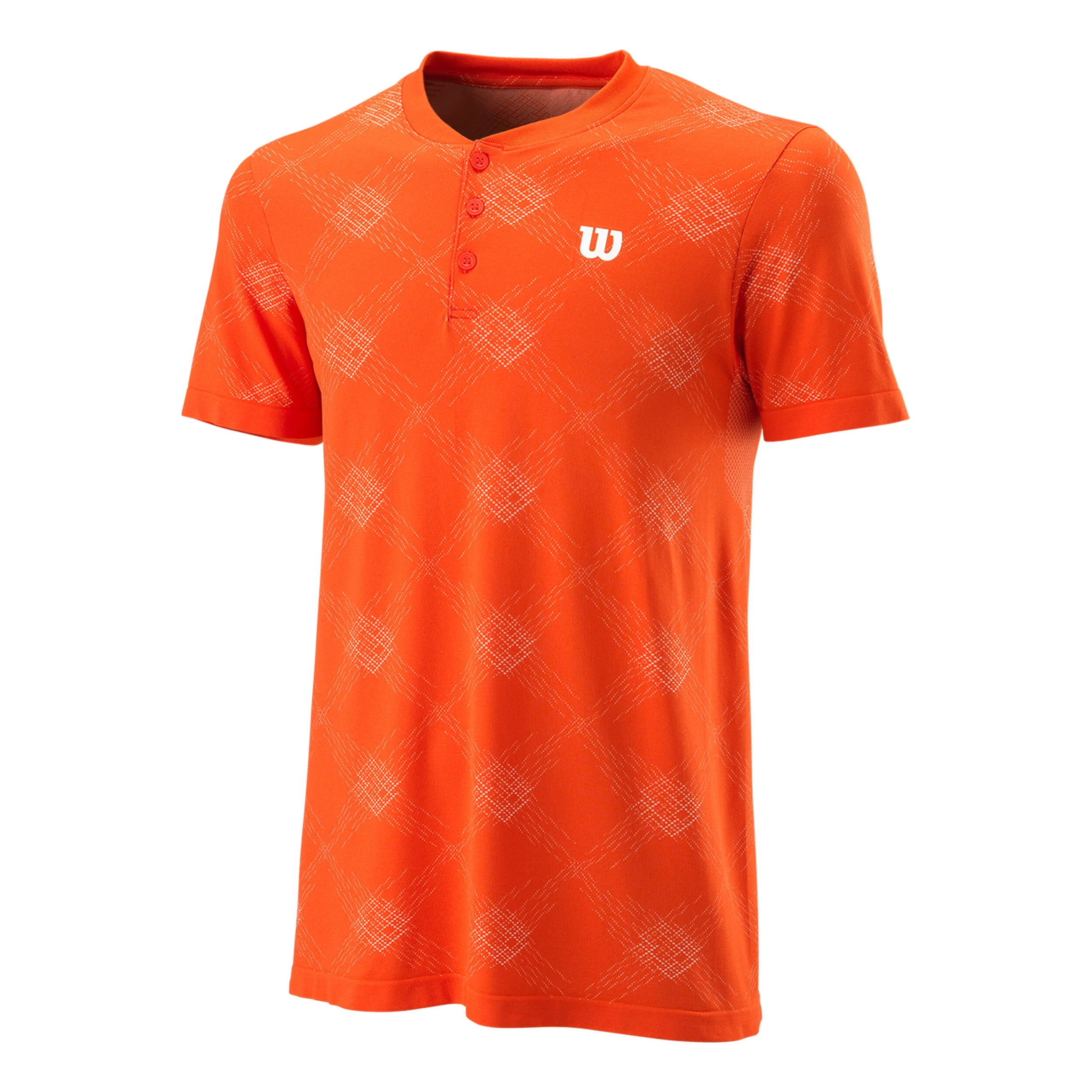 Power Seamless Henley III T-Shirt Herren - Orange, Weiß