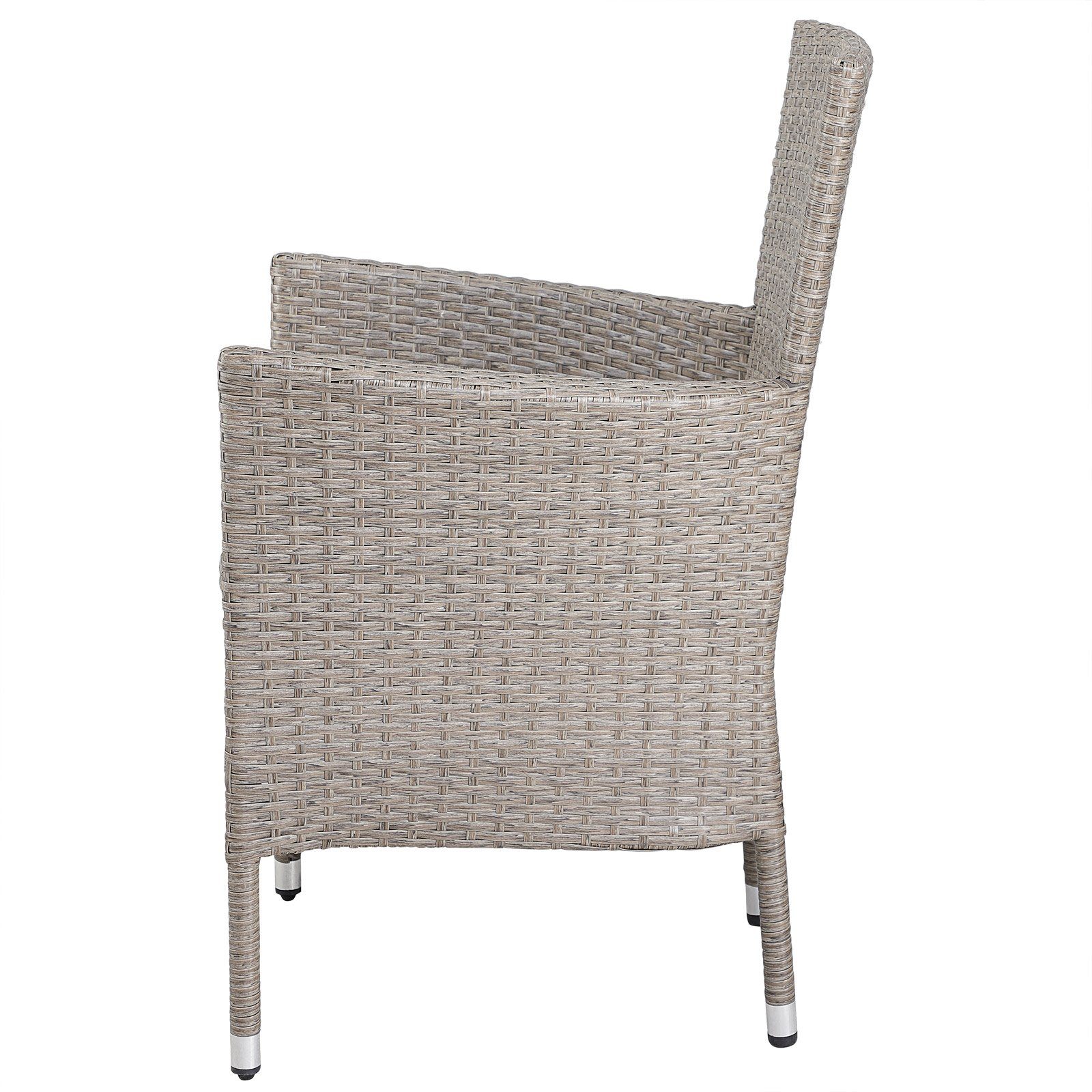 Casaria Gartenstuhl, Polyrattan 4er Set Stapelbar 7cm Auflagen 160kg Belastbarkeit