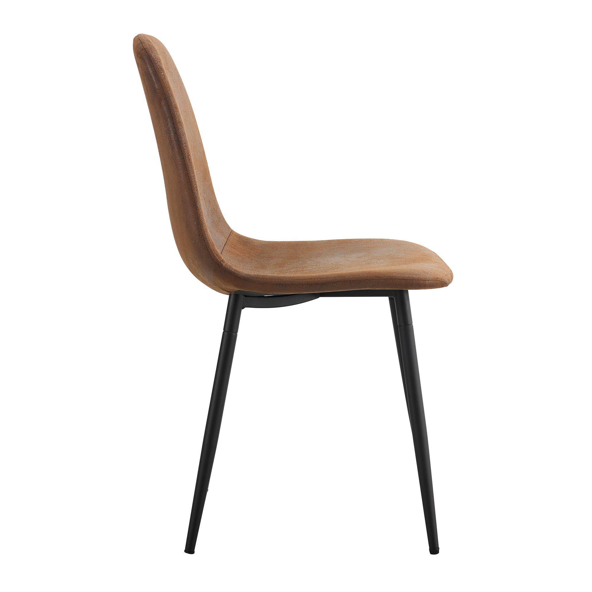 Celya Essgruppe Esstisch mit 4 Stühlen,Moderner Küchentisch Set, (Tisch mit 4 Stuhlen), Beine aus Metall,Schwarze Tischbeine,Braun Kunstleder