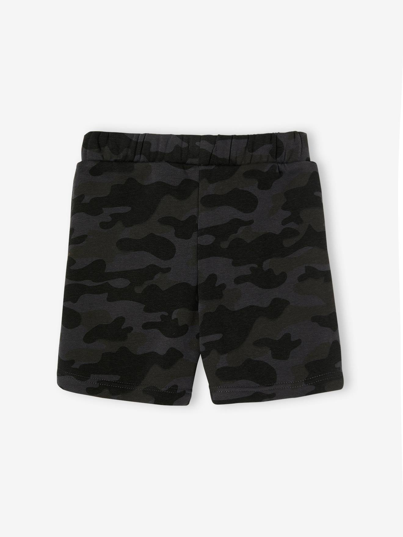 Bermuda camouflage en molleton garçon noir imprimé