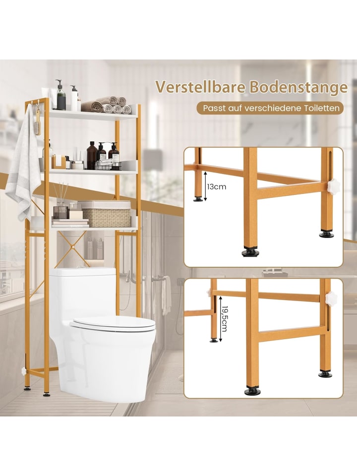 COSTWAY Toilettenregal 3-stufig in Gold günstig kaufen onesize