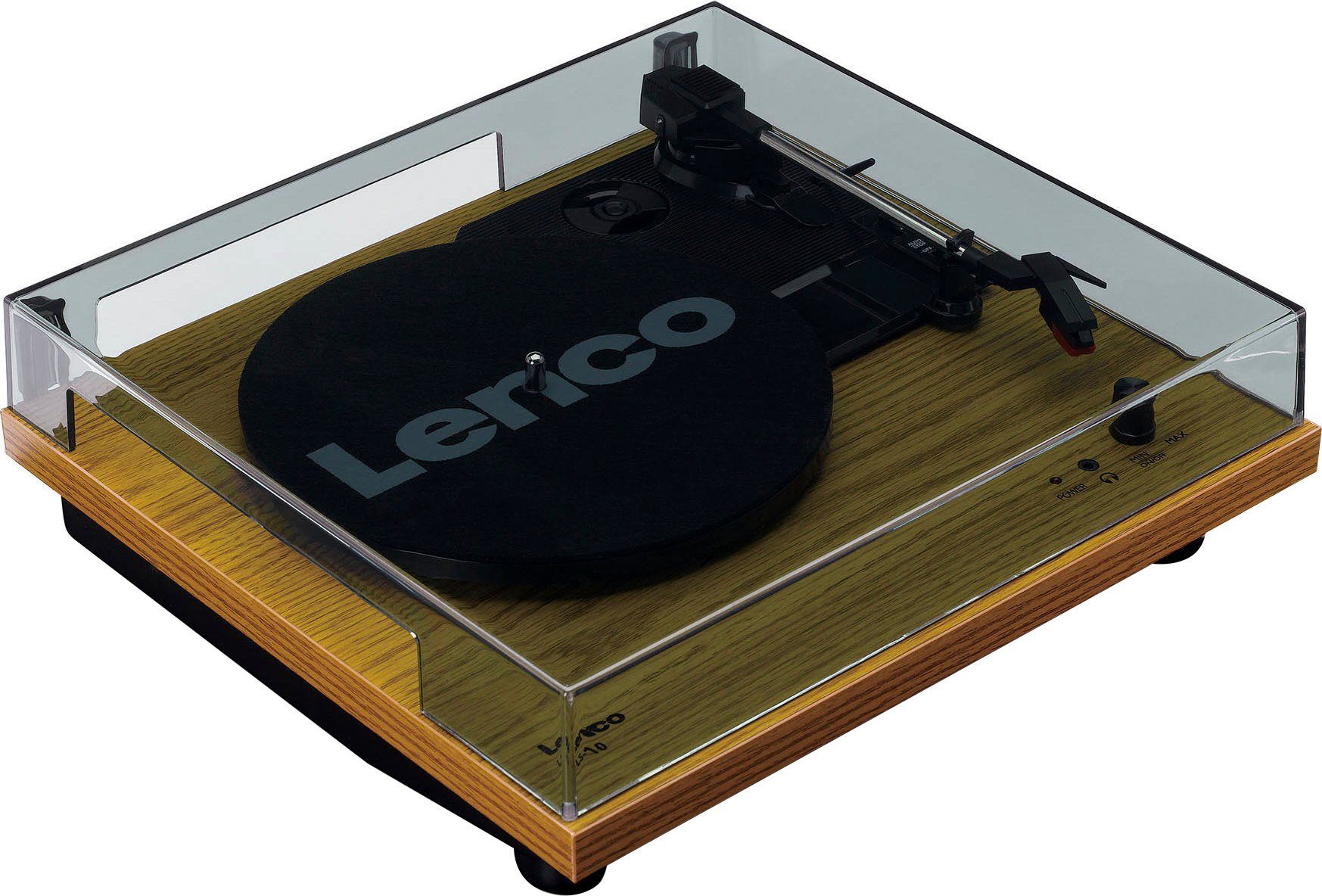 Lenco LS-10WD Plattenspieler mit Lautsprechern (Weiß/Holz) Plattenspieler (Riemenantrieb)
