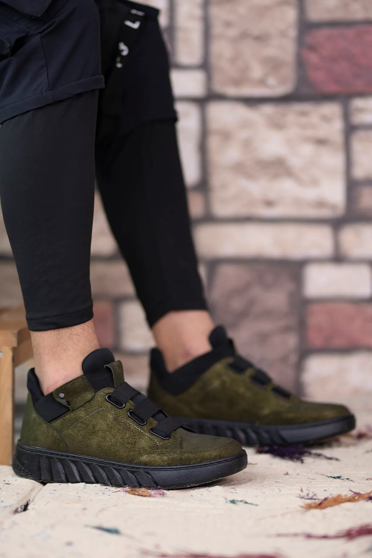 Riccon  Khakifarbene Unisex-Sneakerstiefel 0012383