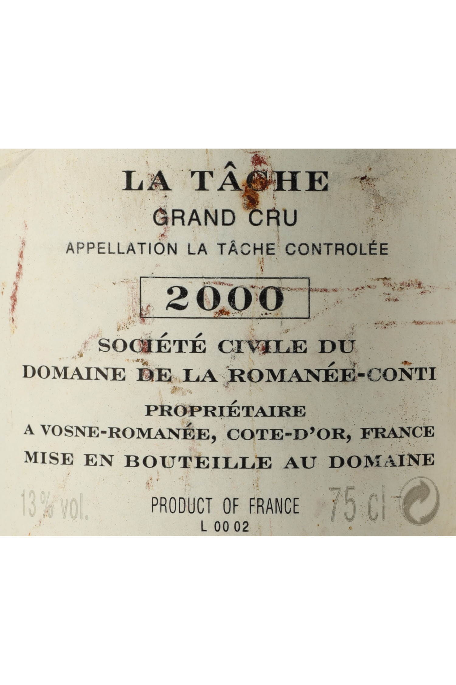 Domaine De La Romanee Conti 2000, La Tache