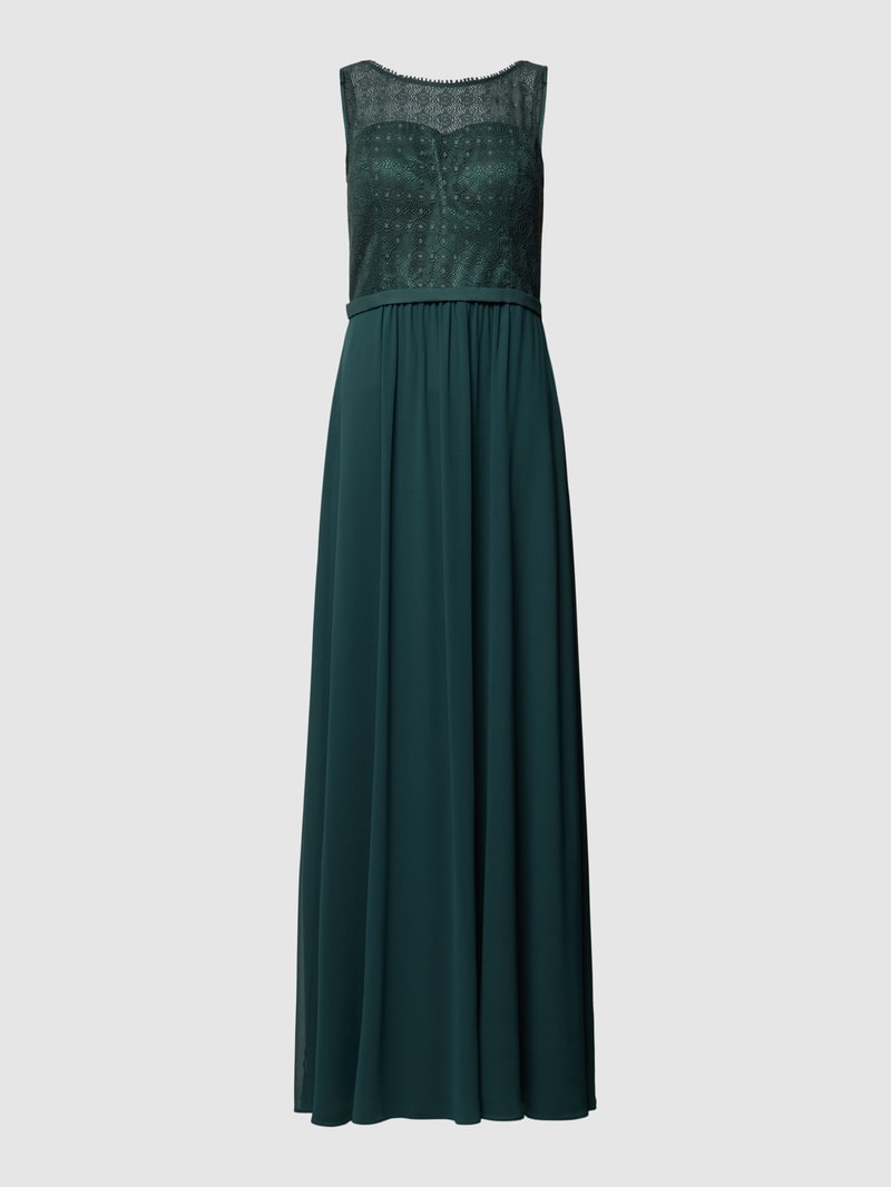Abendkleid mit gelegten Falten in grün