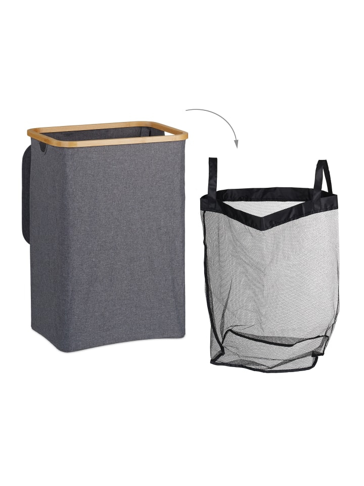 relaxdays Wäschekorb in Grau/ Natur - 100 l günstig kaufen onesize