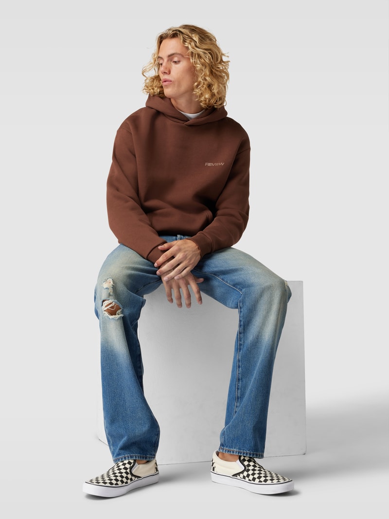 Hoodie mit Label-Print in dunkelbraun