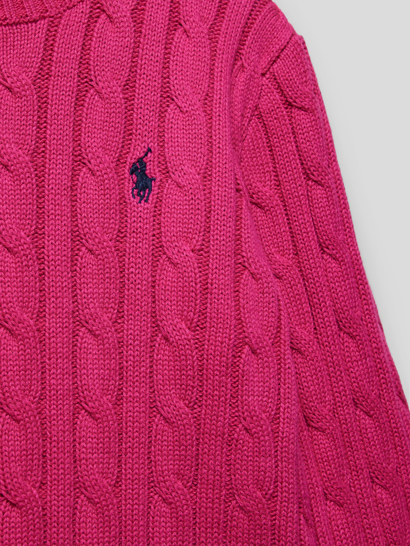 Strickpullover mit Zopfmuster in pink