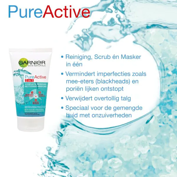 Garnier Pure Active Anti-Boutons 3-en-1 Argile 150ml - Peau à imperfections