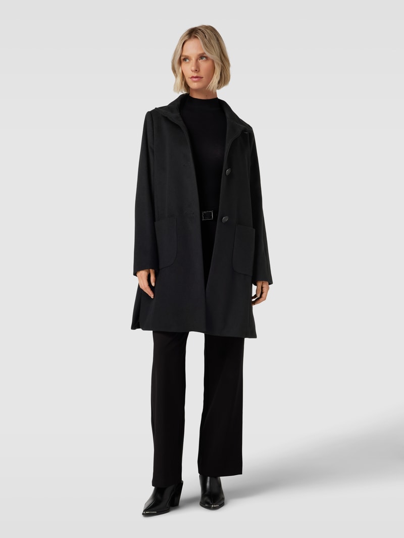 Kurzmantel mit Stehkragen und Eingrifftaschen in schwarz