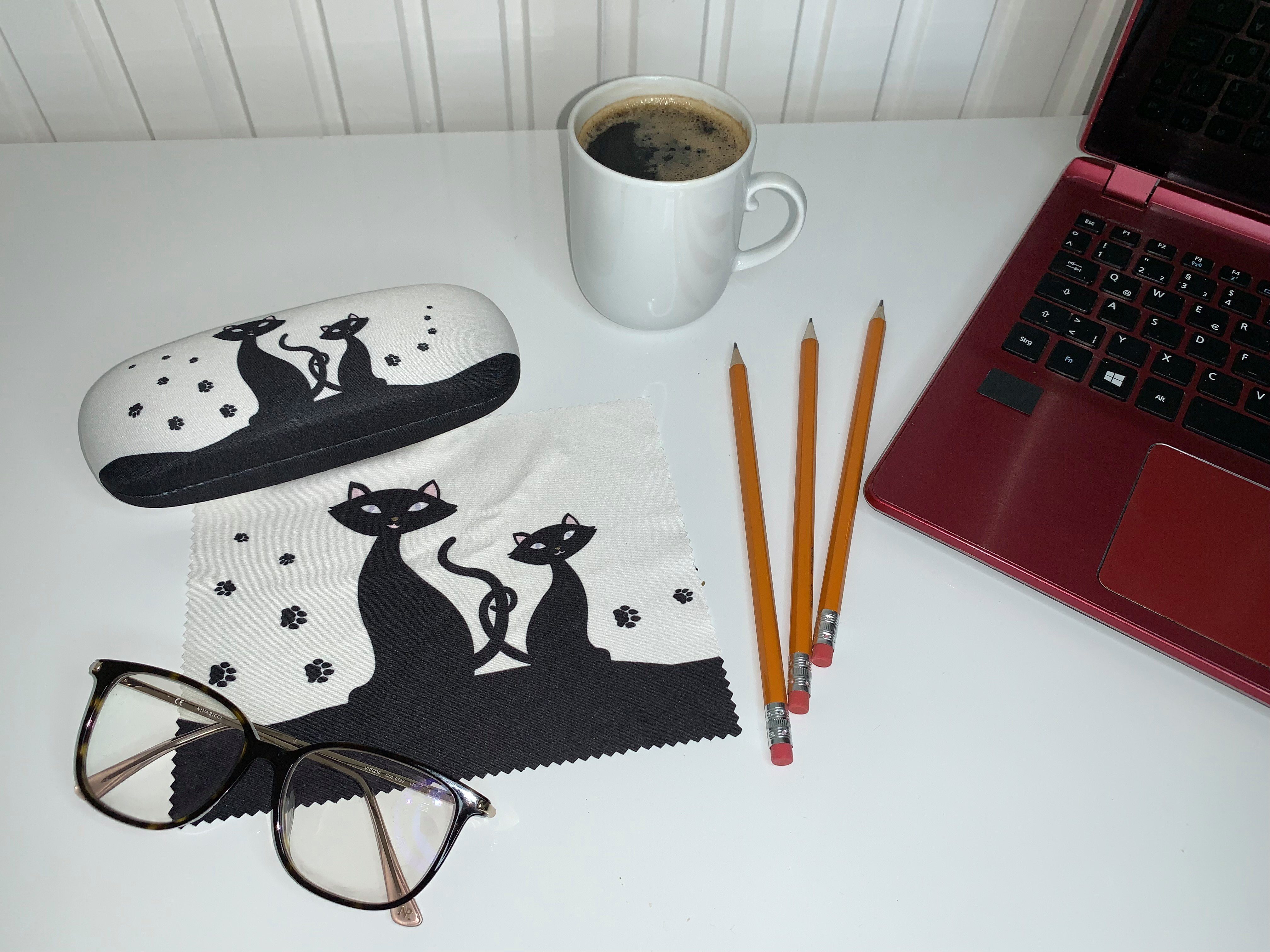von Lilienfeld Brillenetui Brillenetui Schwarze Katzen Kätzchen Motiv Brillenbox, stabiles mit Mikrofaser bezogenes Hardcase