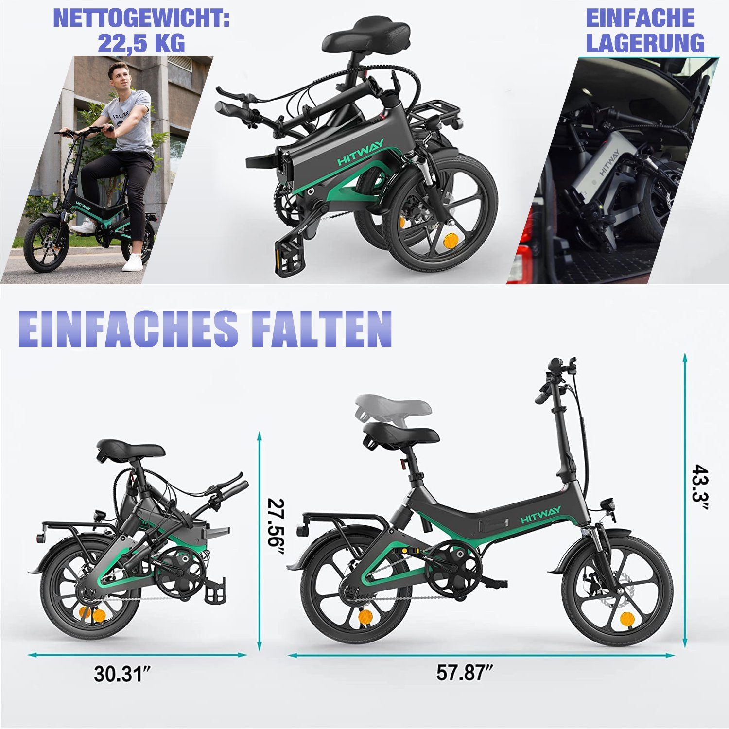 HITWAY E-Bike, Elektrofahrrad 16