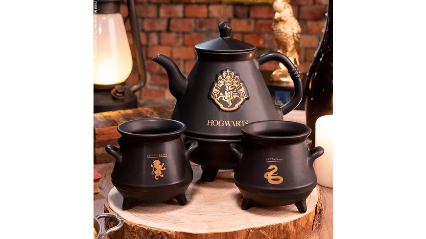 HARRY POTTER Teekanne mit Hogwarts Kessel Set 3 Teile