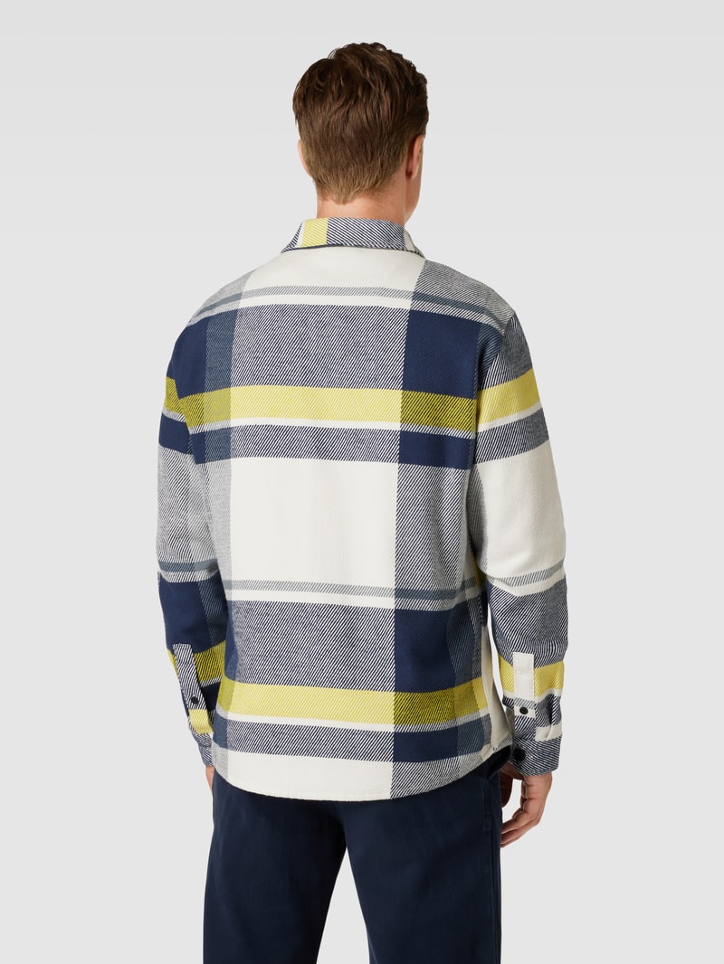 Hemdjacke mit Tartan-Karo in marineblau