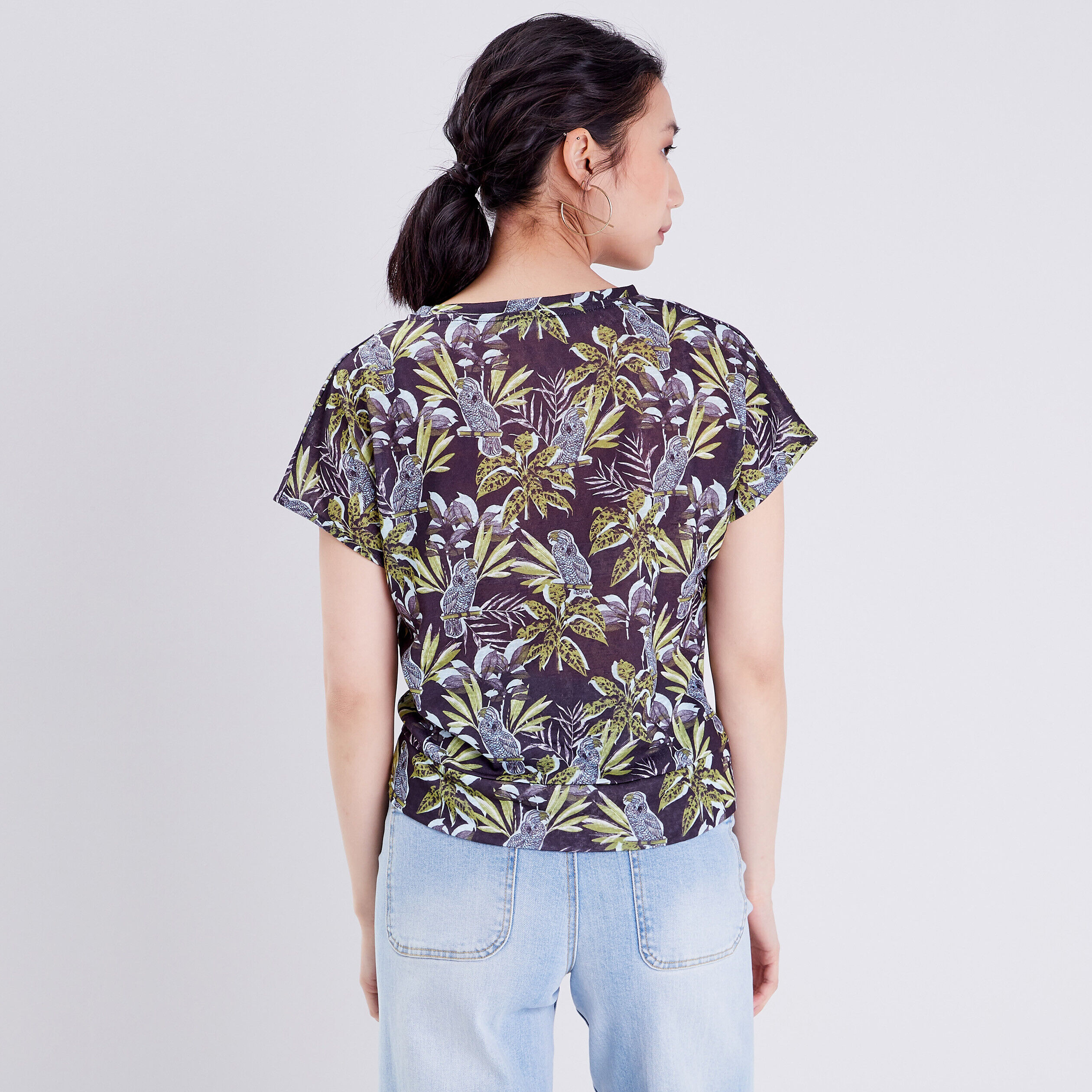 T-shirt manches courtes noir femme | Cache Cache