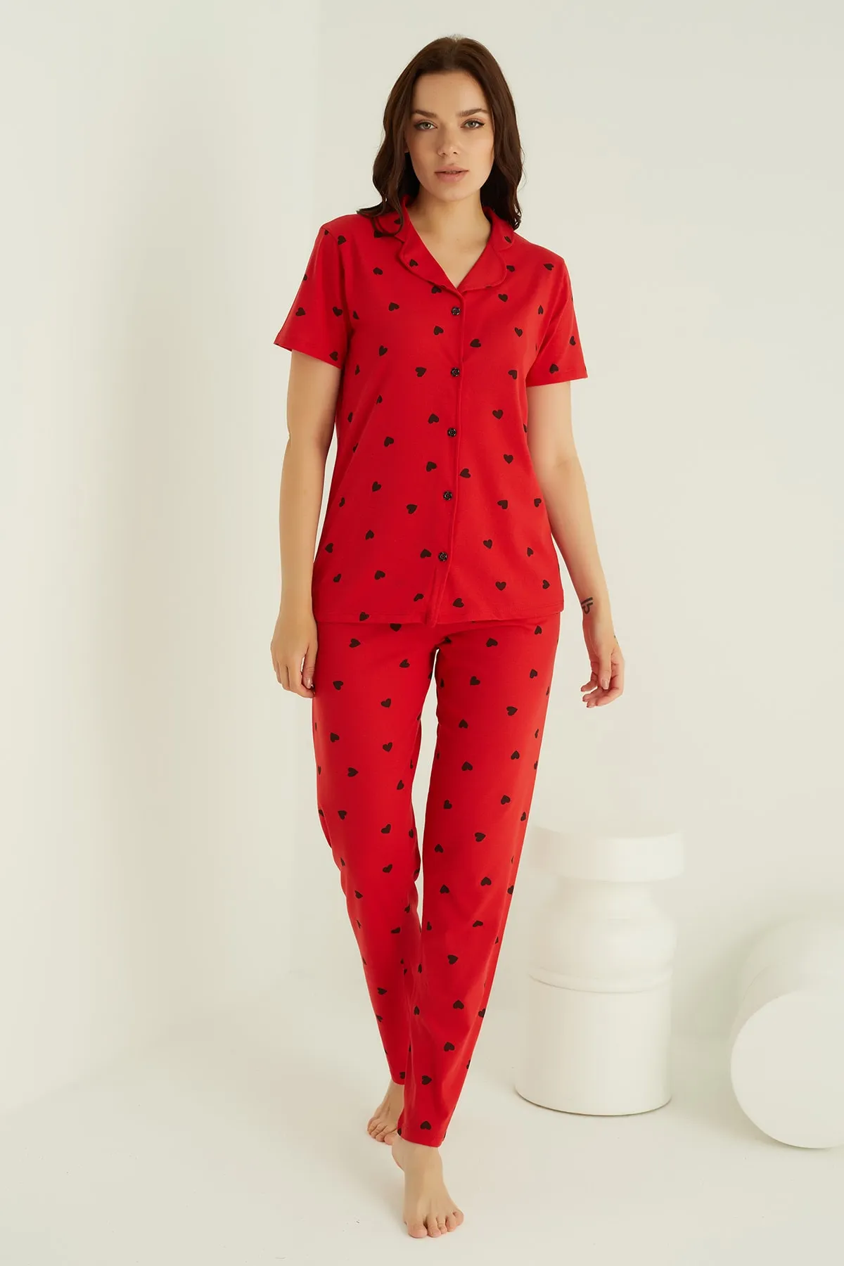 ELİTOL  Pyjama-Set aus Baumwolle mit Knöpfen