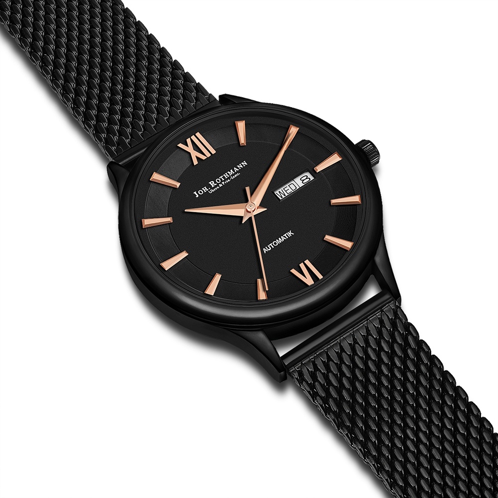 Joh. Rothmann Montre automatique Leopold en Noir Acier inoxydable en Noir Montre