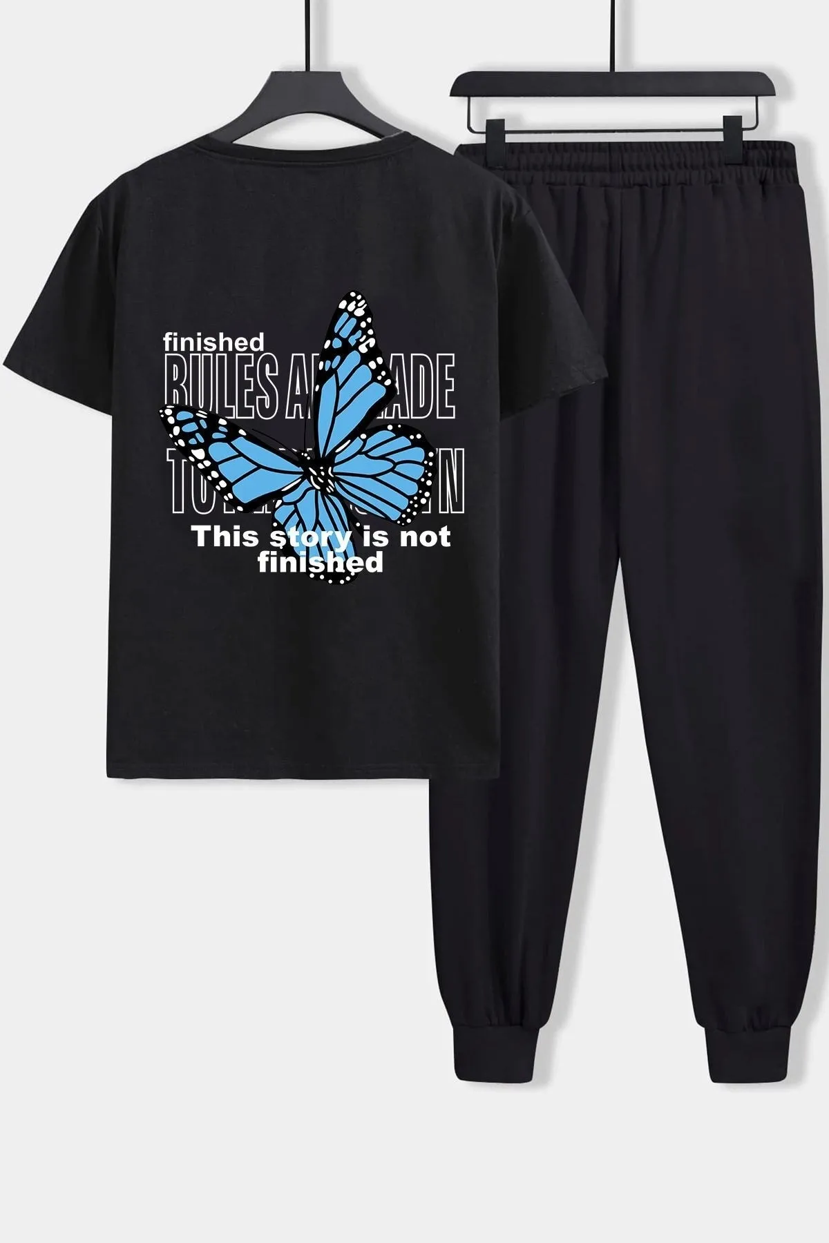 uyguntarz  Zweiteiliges Unisex-Trainingsanzugset mit Schmetterlingsdruck