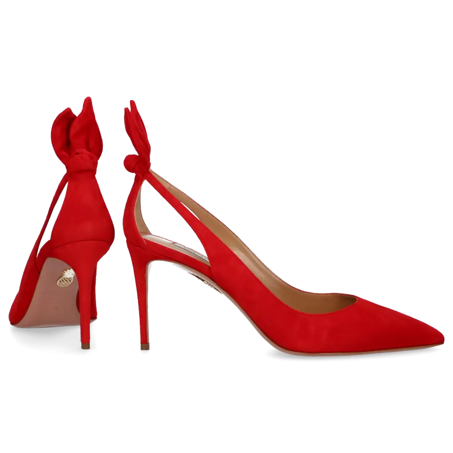 Aquazzura - Pumps BOW TIE 85 Veloursleder - rot
