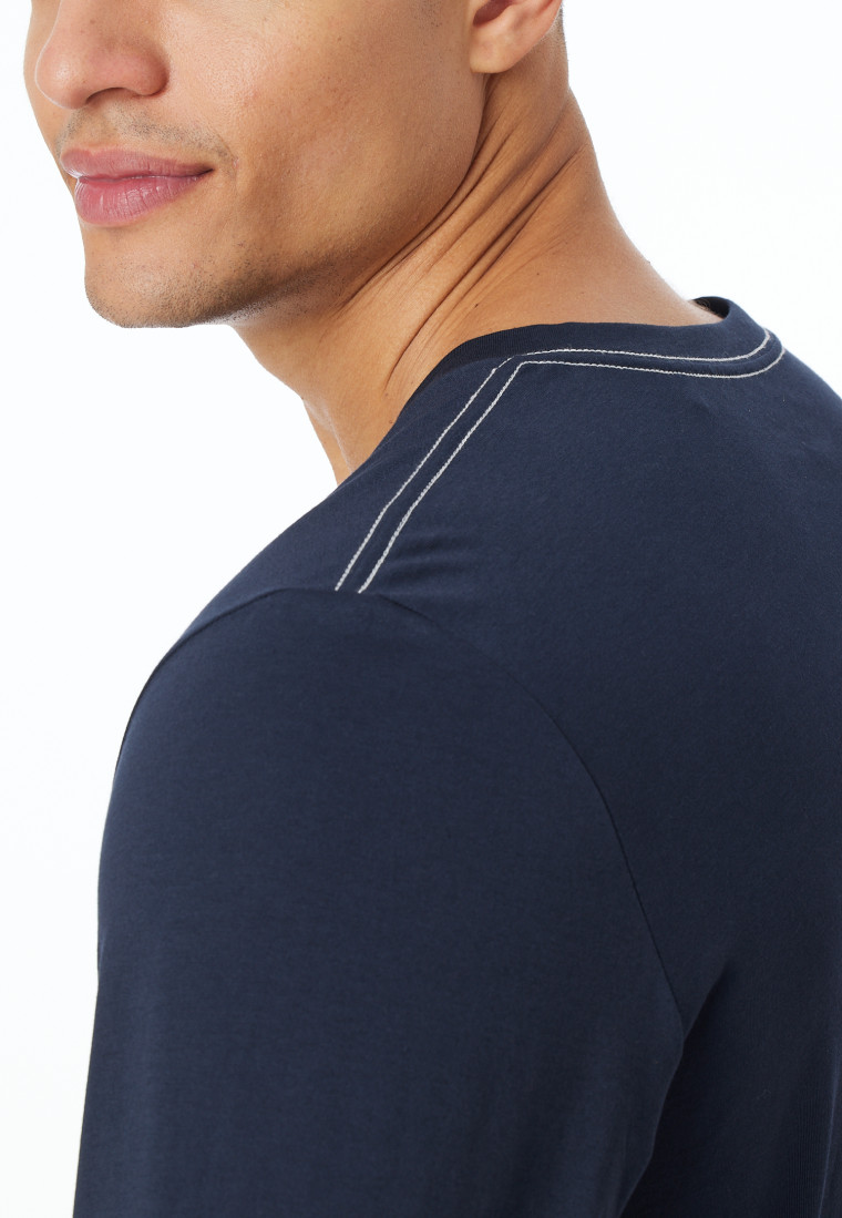 Shirt langarm V-Ausschnitt nachtblau - Mix+Relax