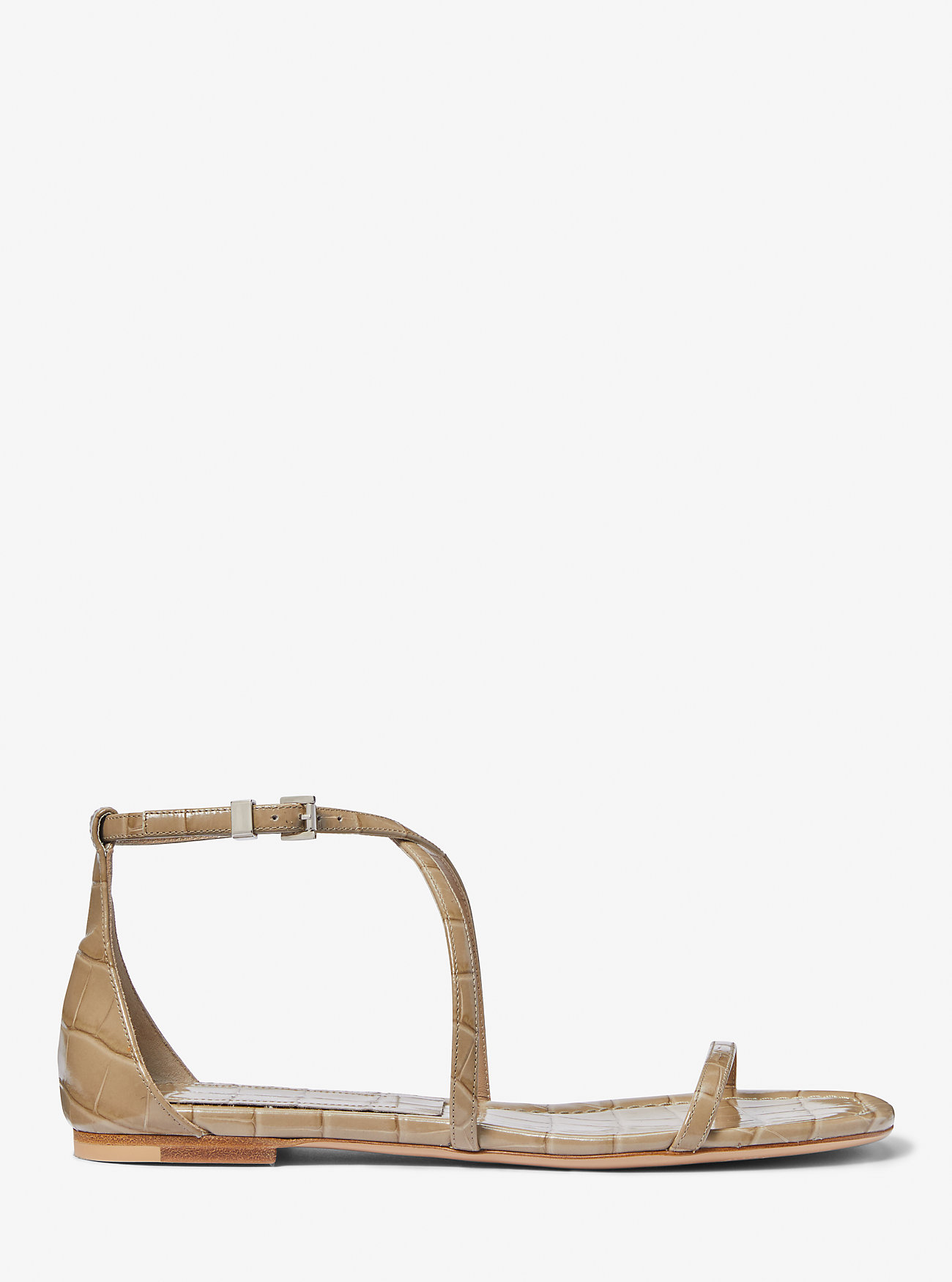 Polly Crocodile Preget Skinnsandaler - SAND