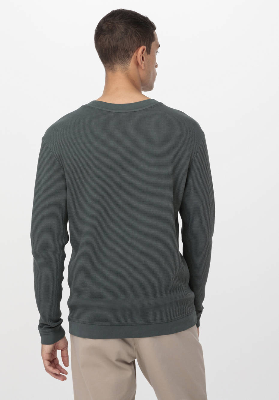 Waffelpiqué-Pullover Regular aus reiner Bio-Baumwolle
