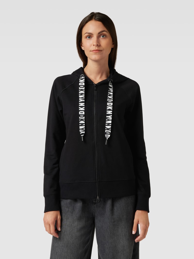 Sweatjacke mit Reißverschluss und Tunnelzug in schwarz