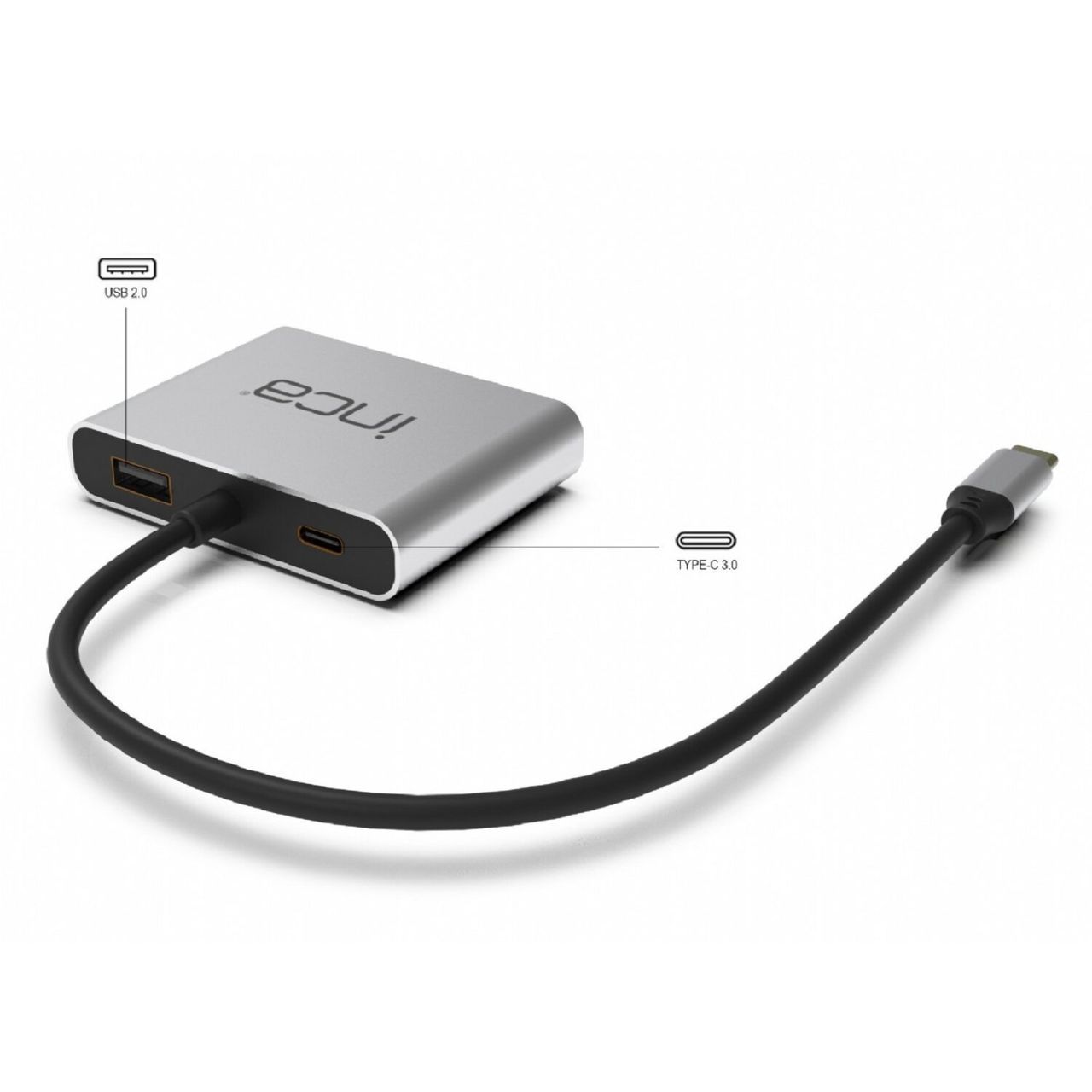 Inca Typ-C-Hub X4 Dual HDMI 4K@30 Hz  USB-C Adapter Silber