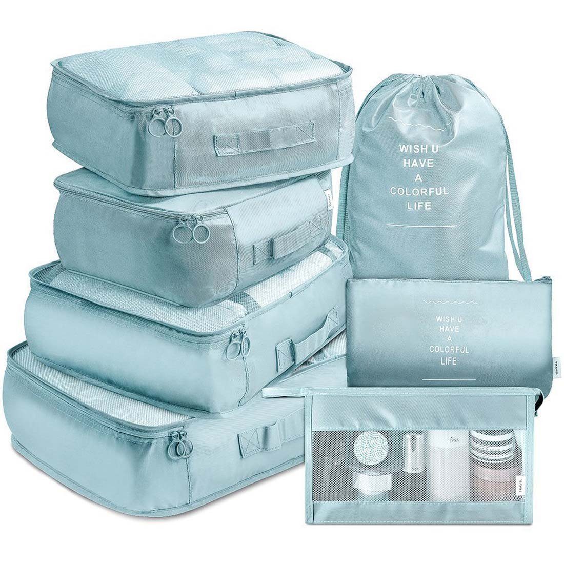 YANN Aufbewahrungstasche 7-teiliges tragbares Reise-Aufbewahrungstaschen-Set. (7-teiliges Reise-verdicktes Koffer-Kleidungsklassifizierungs-Aufbewahrungstaschen-Set, 7-tlg)