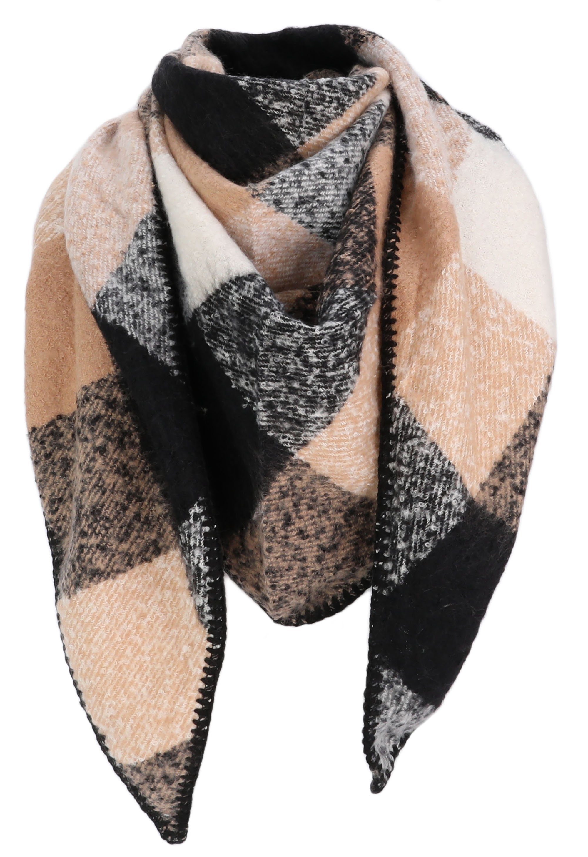 irisaa Modetuch Schal Damen flauschige Dreiecksschal mit Leopard Karomuster 90 * 80cm
