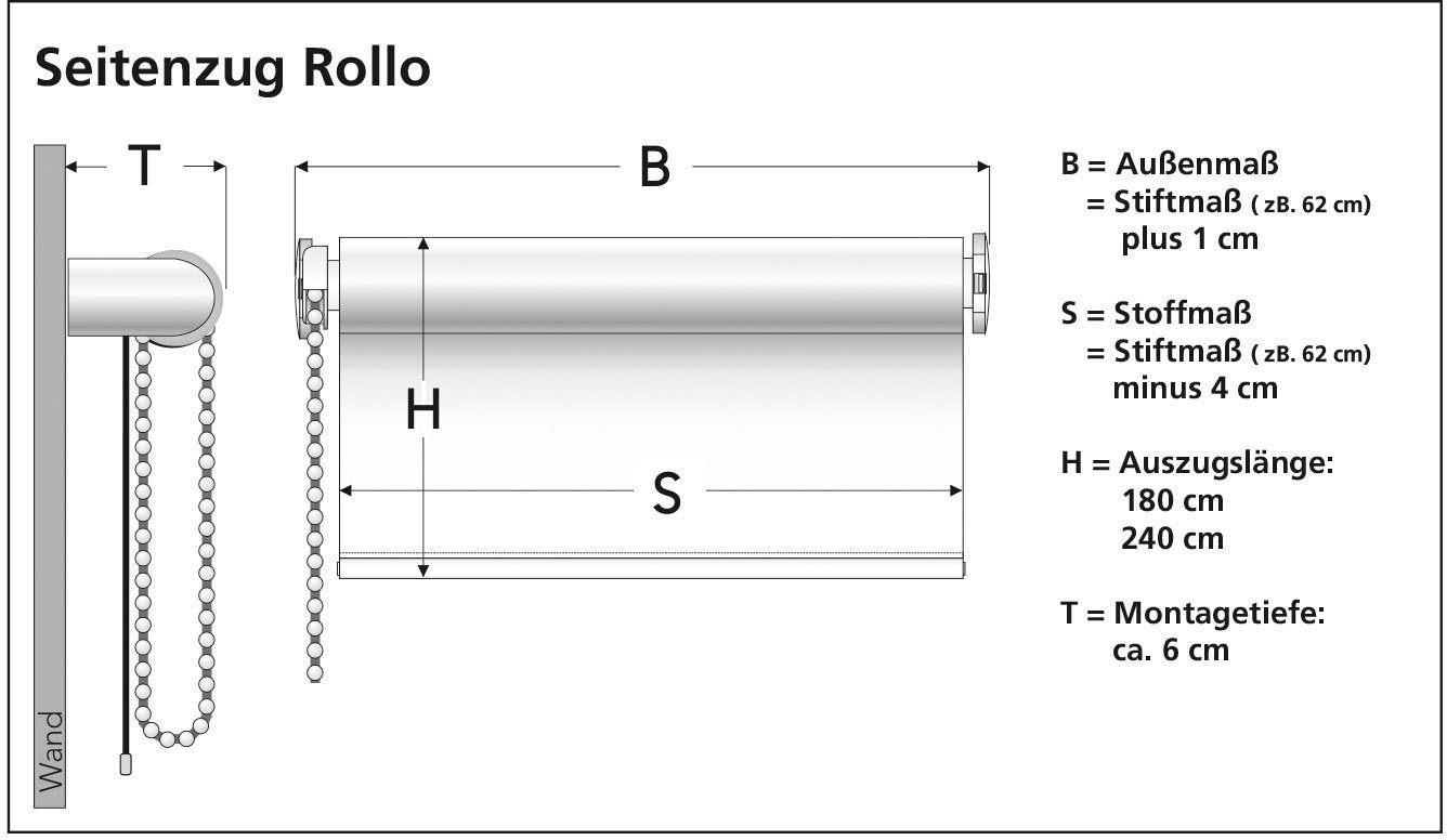 Seitenzugrollo Easy, Liedeco, Lichtschutz, freihängend, verschraubt, Seitenzugrollo Easy