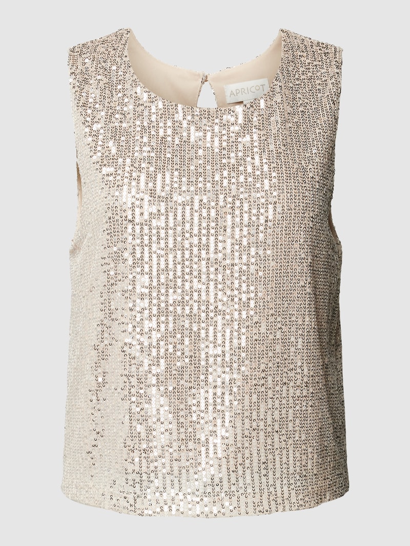 Bluse mit Paillettenbesatz in stein