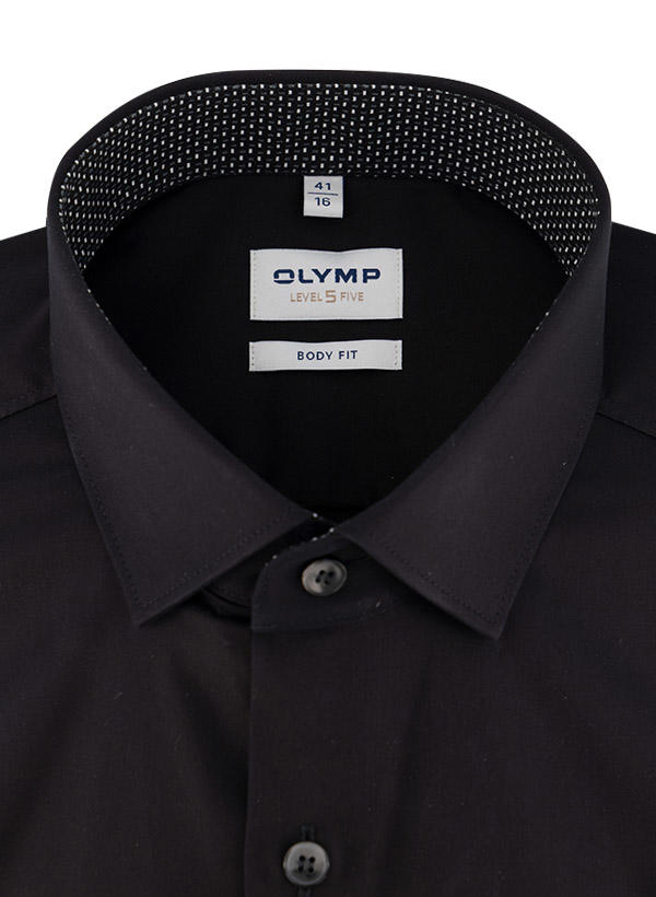 OLYMP, Hemd, Body Fit, Baumwoll-Stretch, Extra langer Arm, schwarz