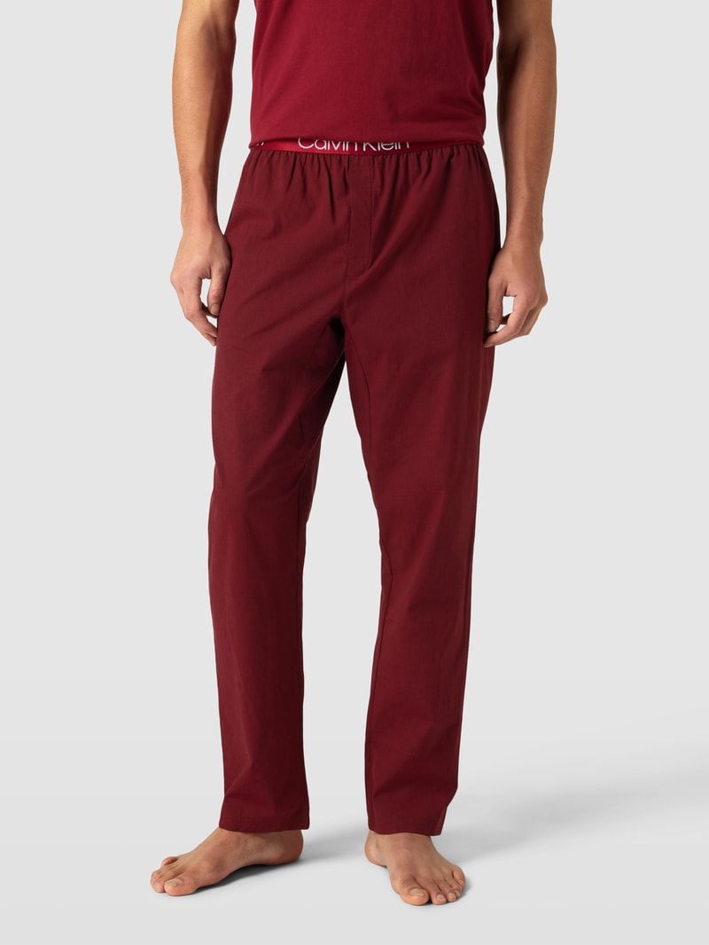 Pyjama-Hose mit Label-Details Modell 'SLEEP' in dunkelrot