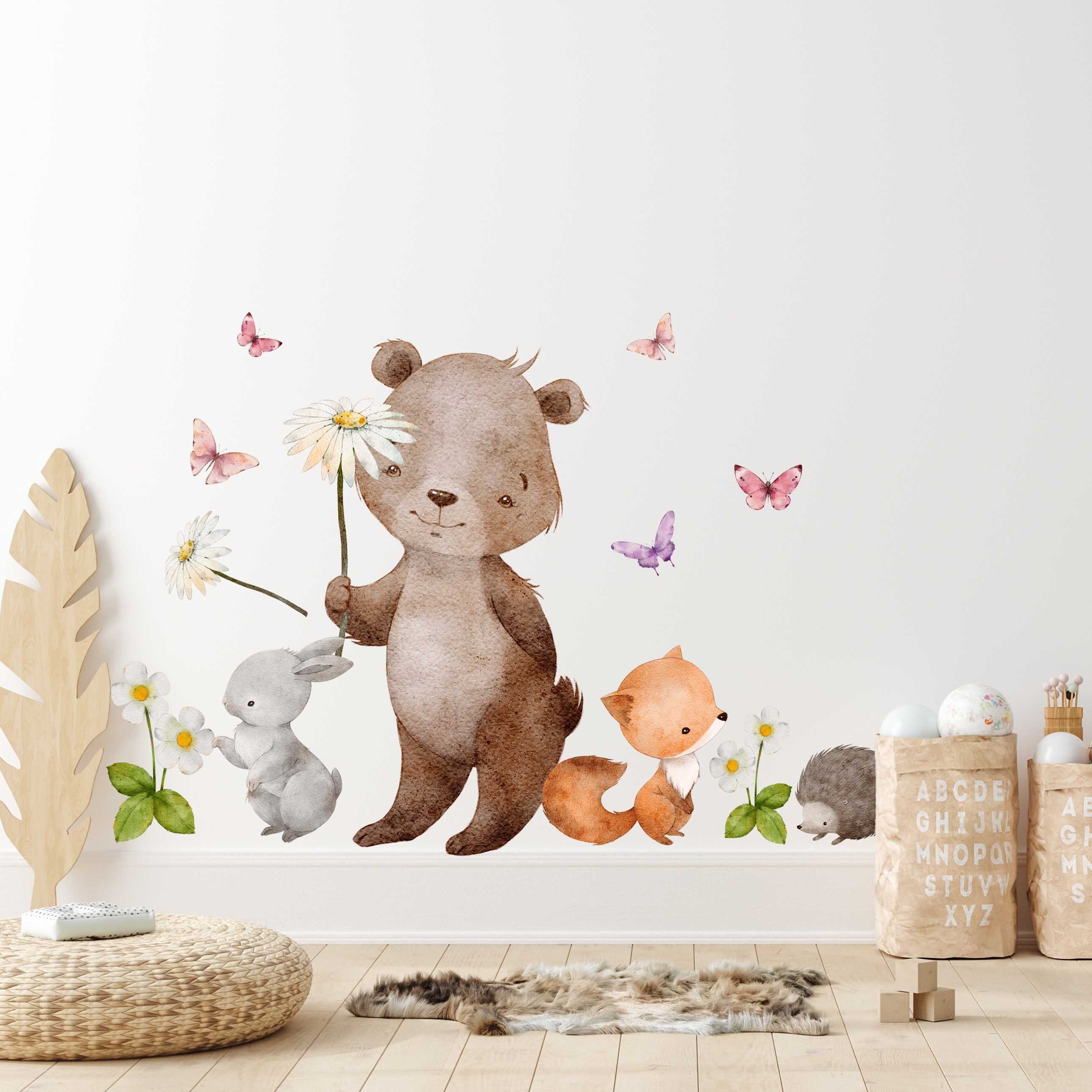 WANDKIND Wandtattoo Bär Hase und Fuchs V378 (Waldtiere)